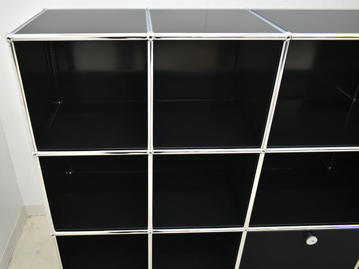 【中古】USM Haller ハラーキャビネット 4列3段 ブラック 2024020803【中古オフィス家具】