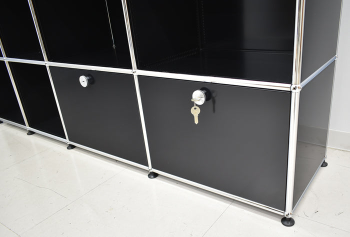【中古】USM Haller ハラーキャビネット 4列3段 ブラック 2024020803【中古オフィス家具】