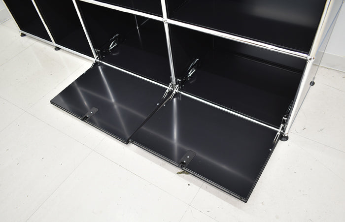 【中古】USM Haller ハラーキャビネット 4列3段 ブラック 2024020803【中古オフィス家具】