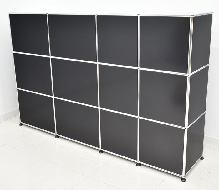 【中古】USM Haller ハラーキャビネット 4列3段 ブラック 2024020803【中古オフィス家具】