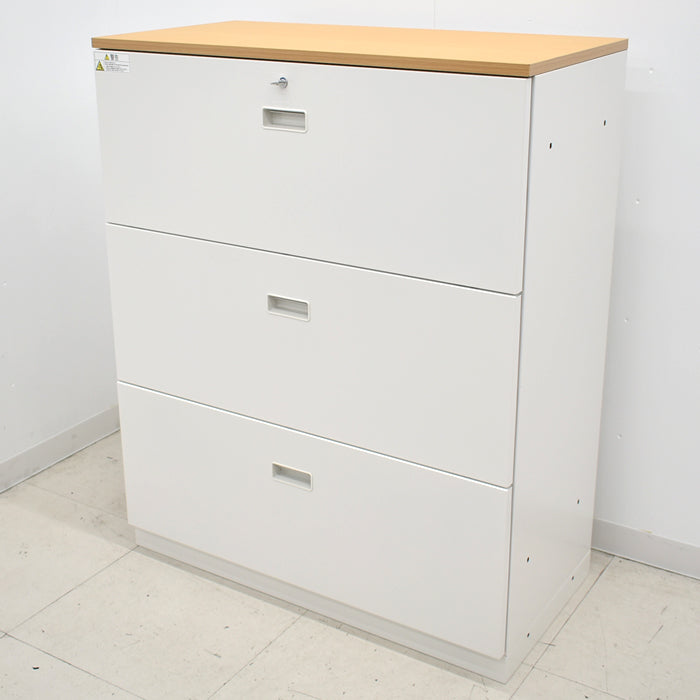 【中古】イトーキ シンラインシリーズ 3段ラテラルキャビネット 天板付 W900 2024030602【中古オフィス家具】