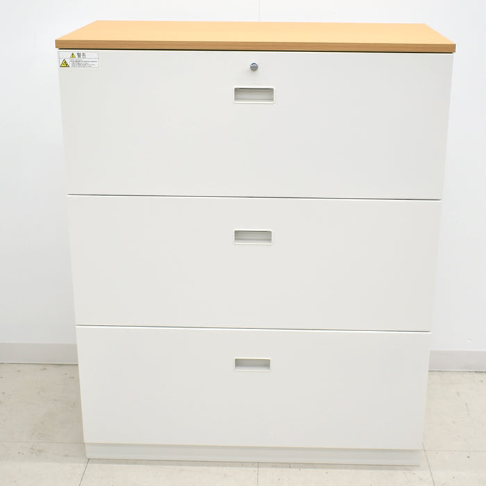 【中古】イトーキ シンラインシリーズ 3段ラテラルキャビネット 天板付 W900 2024030602【中古オフィス家具】