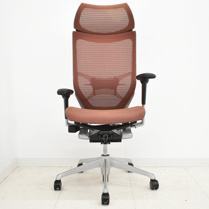 【中古】オカムラ エクストラハイバック 固定ヘッドレスト 可動肘(新型肘パット)ランバーサポート シルバー脚 2024030708【中古オフィス家具】