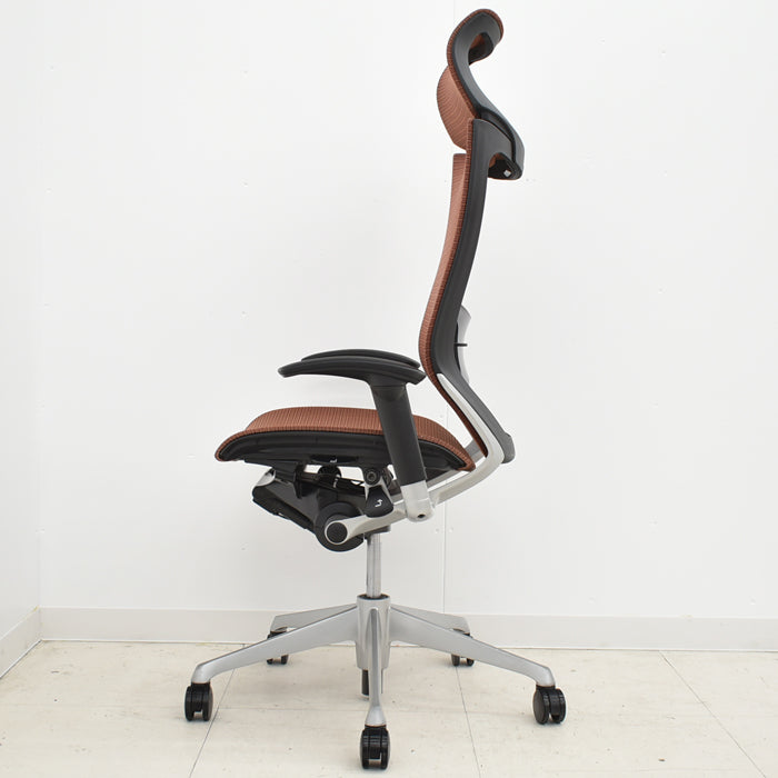 【中古】オカムラ エクストラハイバック 固定ヘッドレスト 可動肘(新型肘パット)ランバーサポート シルバー脚 2024030708【中古オフィス家具】