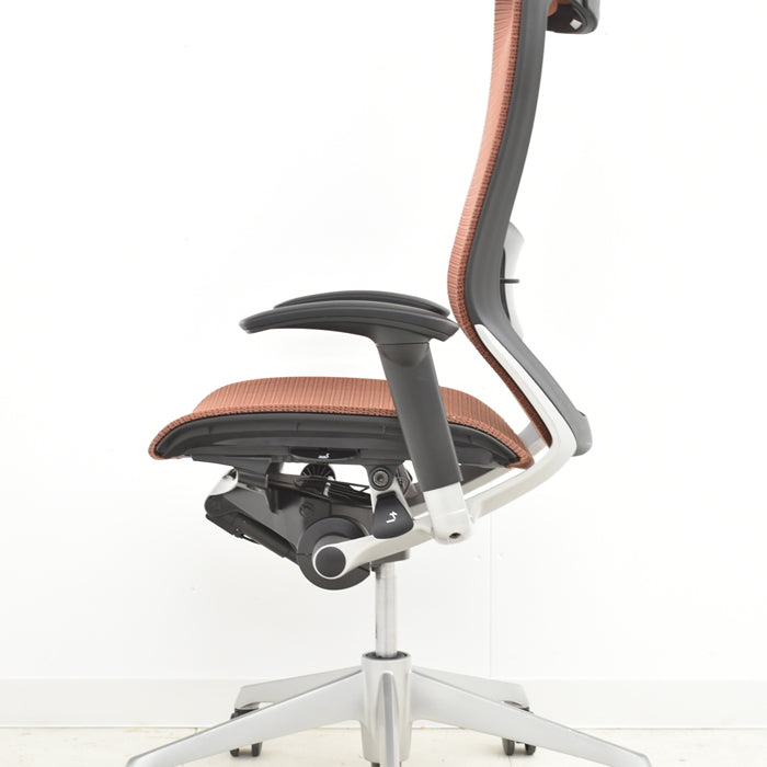 【中古】オカムラ エクストラハイバック 固定ヘッドレスト 可動肘(新型肘パット)ランバーサポート シルバー脚 2024030708【中古オフィス家具】