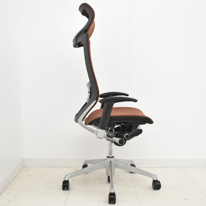 【中古】オカムラ エクストラハイバック 固定ヘッドレスト 可動肘(新型肘パット)ランバーサポート シルバー脚 2024030708【中古オフィス家具】