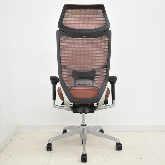 【中古】オカムラ エクストラハイバック 固定ヘッドレスト 可動肘(新型肘パット)ランバーサポート シルバー脚 2024030708【中古オフィス家具】