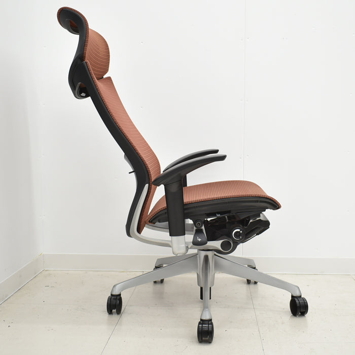 【中古】オカムラ エクストラハイバック 固定ヘッドレスト 可動肘(新型肘パット)ランバーサポート シルバー脚 2024030708【中古オフィス家具】