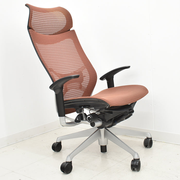 【中古】オカムラ エクストラハイバック 固定ヘッドレスト 可動肘(新型肘パット)ランバーサポート シルバー脚 2024030708【中古オフィス家具】