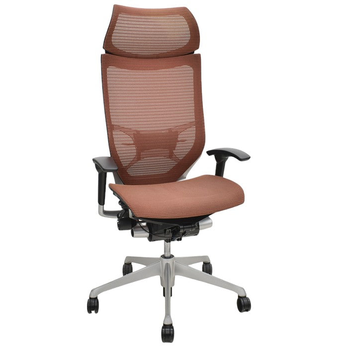 【中古】オカムラ エクストラハイバック 固定ヘッドレスト 可動肘(新型肘パット)ランバーサポート シルバー脚 2024030708【中古オフィス家具】