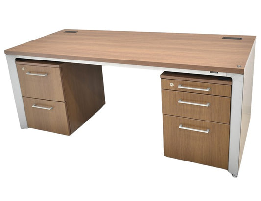 【中古】オカムラ EX-F300 役員デスク+ワゴン3点セット W1800 2024032601【中古オフィス家具】