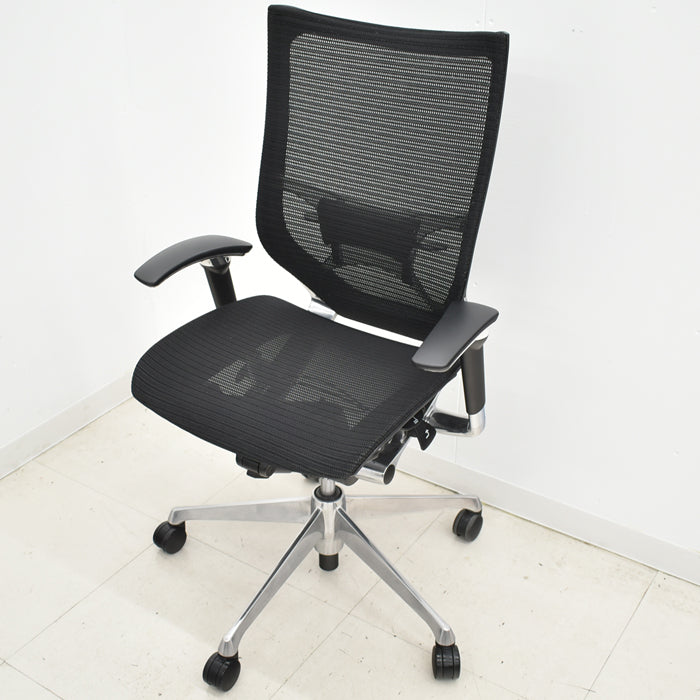 【中古】オカムラ バロン 可動肘(新品肘パット)ランバーサポート アルミポリッシュ 2024032701【中古オフィス家具】
