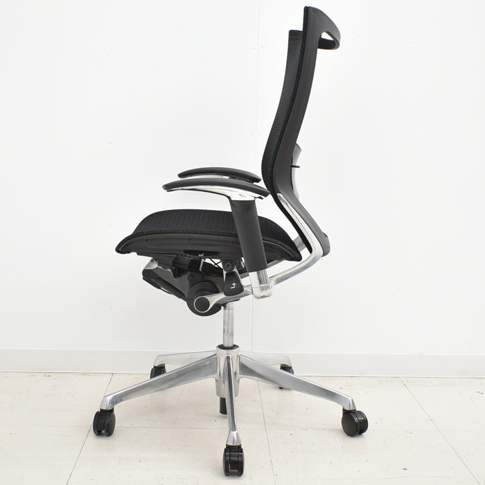 【中古】オカムラ バロン 可動肘(新品肘パット)ランバーサポート アルミポリッシュ 2024032701【中古オフィス家具】