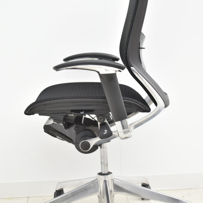 【中古】オカムラ バロン 可動肘(新品肘パット)ランバーサポート アルミポリッシュ 2024032701【中古オフィス家具】