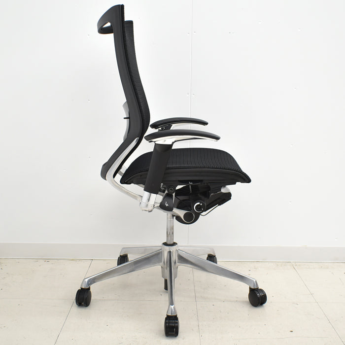 【中古】オカムラ バロン 可動肘(新品肘パット)ランバーサポート アルミポリッシュ 2024032701【中古オフィス家具】