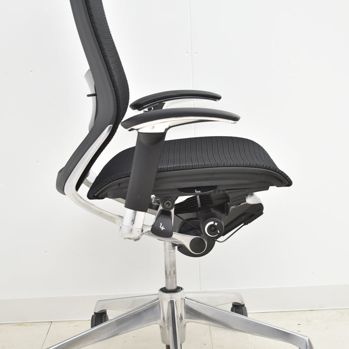 【中古】オカムラ バロン 可動肘(新品肘パット)ランバーサポート アルミポリッシュ 2024032701【中古オフィス家具】