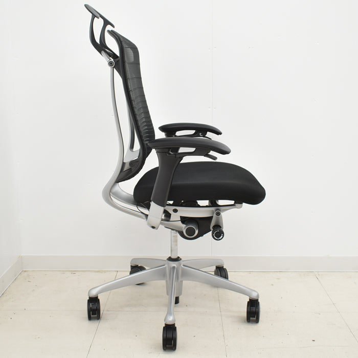 【中古】オカムラ コンテッサ 可動肘 ハンガー グラデーションメッシュ シルバー脚 2024040401【中古オフィス家具】