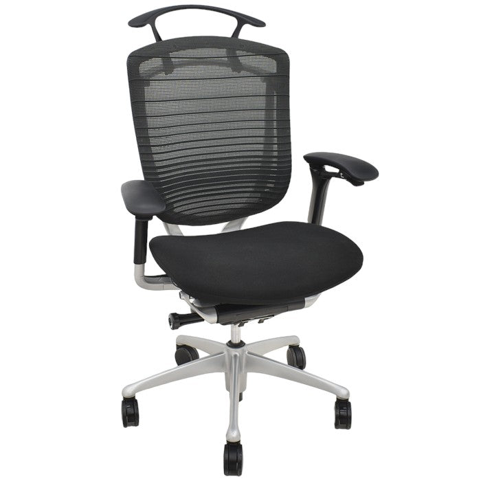 【中古】オカムラ コンテッサ 可動肘 ハンガー グラデーションメッシュ シルバー脚 2024040401【中古オフィス家具】
