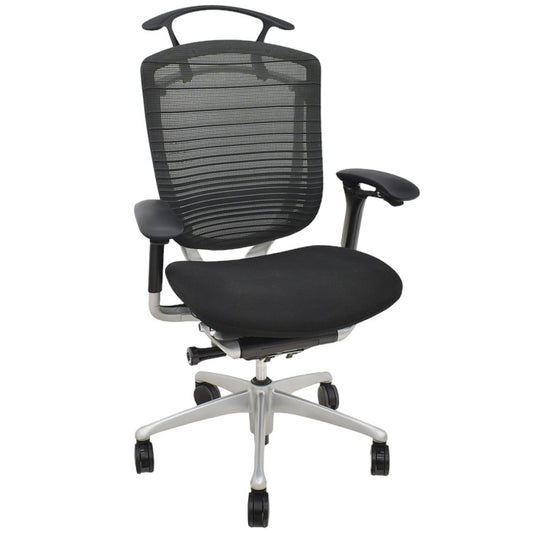 【中古】オカムラ コンテッサ 可動肘 ハンガー グラデーションメッシュ シルバー脚 2024040401【中古オフィス家具】