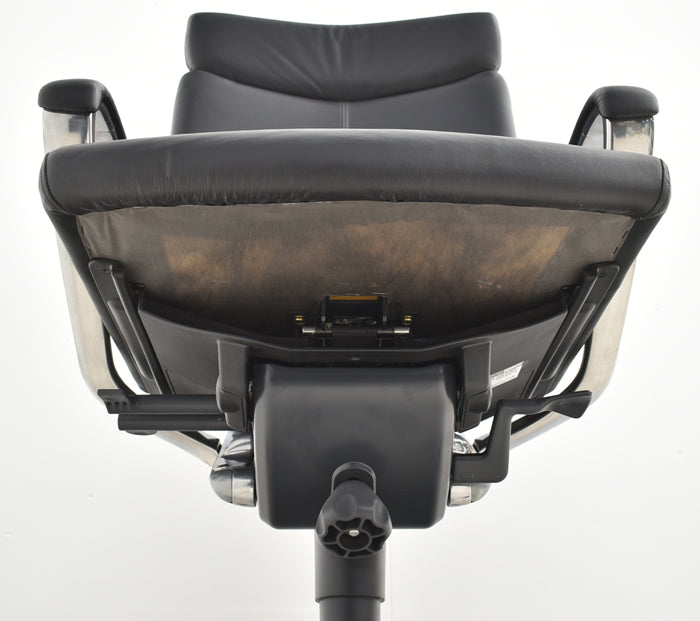 【中古】イトーキ プレクサス655 ハイバック 固定肘 総革張り アルミミラー仕上げ 2024041203【中古オフィス家具】