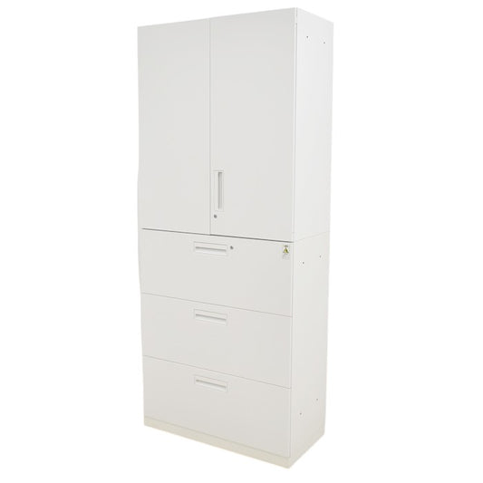 【中古】コクヨ エディア ユニット書庫 両開き+3段ラテラルキャビネット W900 2024041902【中古オフィス家具】