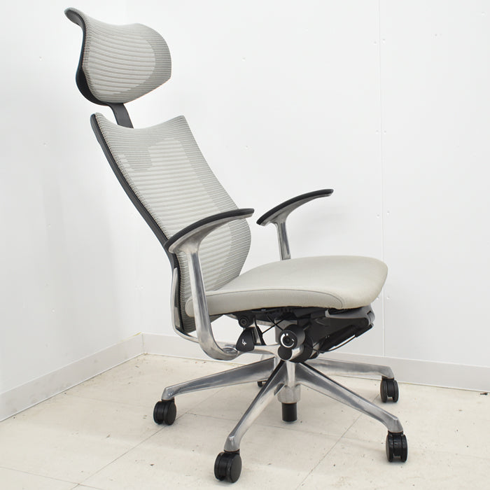 【中古】オカムラ バロン エクストラハイバック 可動ヘッドレスト 固定肘(新型肘パット)ポリッシュ 2024042408【中古オフィス家具】