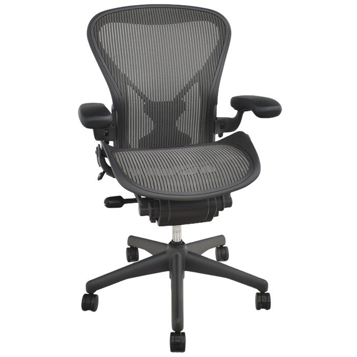 【中古】ハーマンミラー アーロンチェア Bサイズ フル装備 ポスチャーフィット 肘レバータイプ(新型肘パット) 2024042604【中古オフィス家具】【商品画像1】