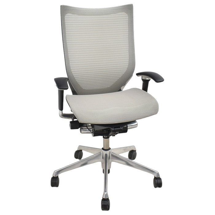 【中古】オカムラ バロン ハイバック 可動肘(新品肘パット)アルミポリッシュ 2024043003【中古オフィス家具】【商品画像1】