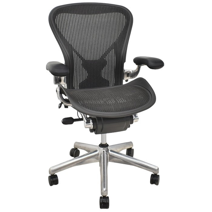 【中古】ハーマンミラー アーロンチェア Bサイズ フル装備 ポスチャーフィット ポリッシュ 2024052301【中古オフィス家具】【商品画像1】