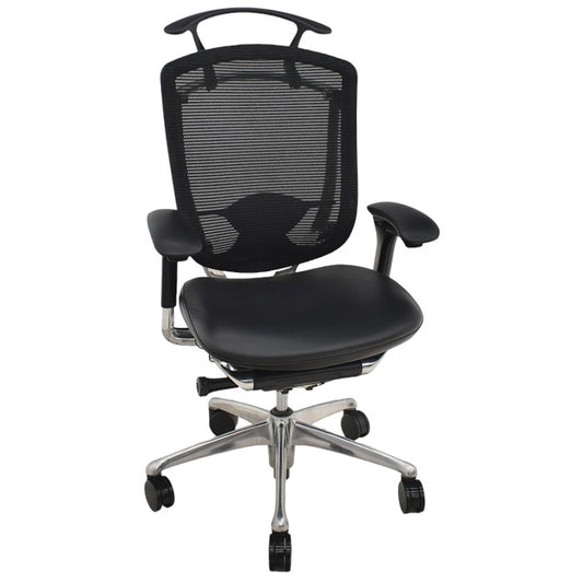 【中古】オカムラ コンテッサ ランバーサポート ハンガー ポリッシュ 可動肘 革張り 2024052901【中古オフィス家具】【商品画像1】