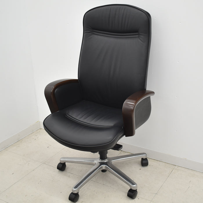 【中古】オカムラ KCシリーズ エグゼクティブチェア ハイバック 固定肘 革張り 2024053002【中古オフィス家具】【商品画像2】