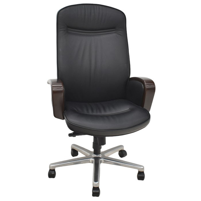 【中古】オカムラ KCシリーズ エグゼクティブチェア ハイバック 固定肘 革張り 2024053002【中古オフィス家具】【商品画像1】