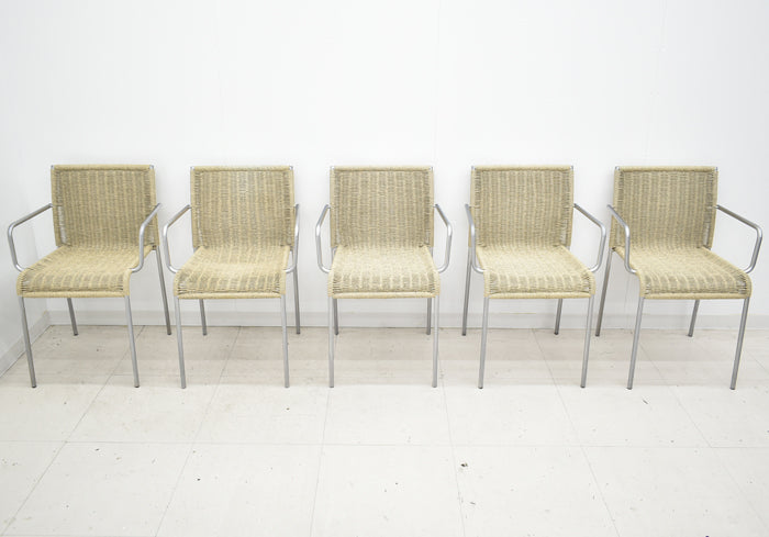【中古】Accademia Agra ペーパーコード スタッキングチェア 5脚セット 2024060703【中古オフィス家具】