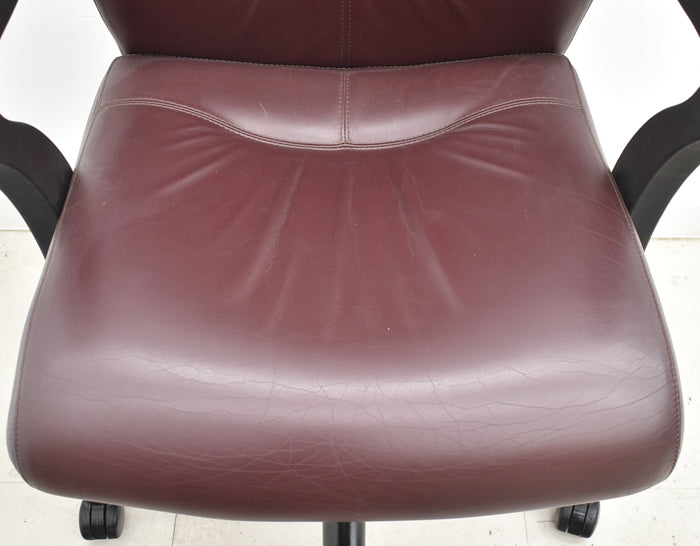 【中古】キールハワー ダンフォース ミドルバック 固定肘 総革張り 2024062003【中古オフィス家具】