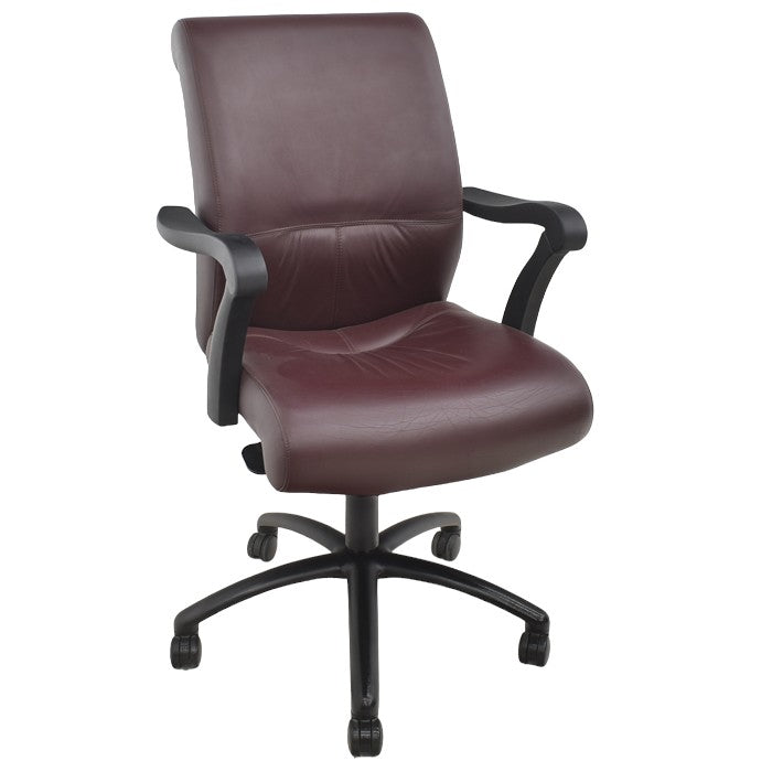 【中古】キールハワー ダンフォース ミドルバック 固定肘 総革張り 2024062003【中古オフィス家具】