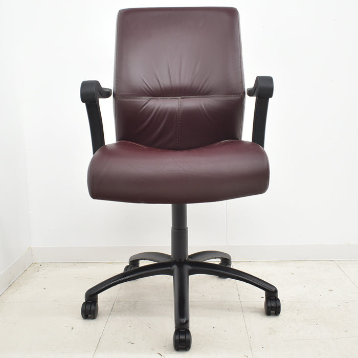 【中古】キールハワー ダンフォース ミドルバック 固定肘 総革張り 2024062004【中古オフィス家具】