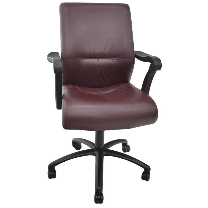 【中古】キールハワー ダンフォース ミドルバック 固定肘 総革張り 2024062005【中古オフィス家具】