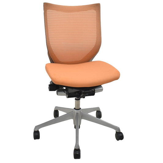 【中古】オカムラ バロン ローバック 肘なし オレンジ 2024071603【中古オフィス家具】