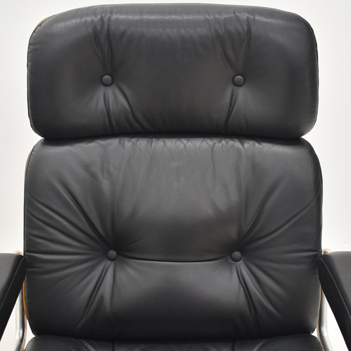 【中古】ジロフレックス パサール ハイバック 固定肘 プライウッド 革張り ブラック 2024072302【中古オフィス家具】
