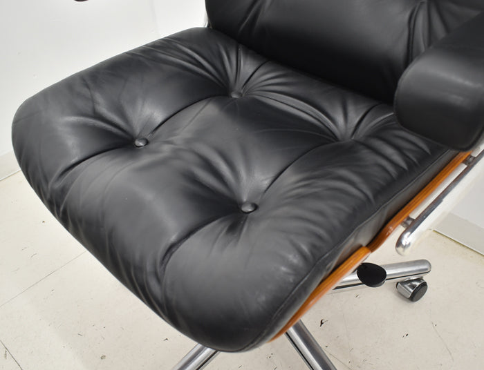【中古】ジロフレックス パサール ハイバック 固定肘 プライウッド 革張り ブラック 2024072302【中古オフィス家具】