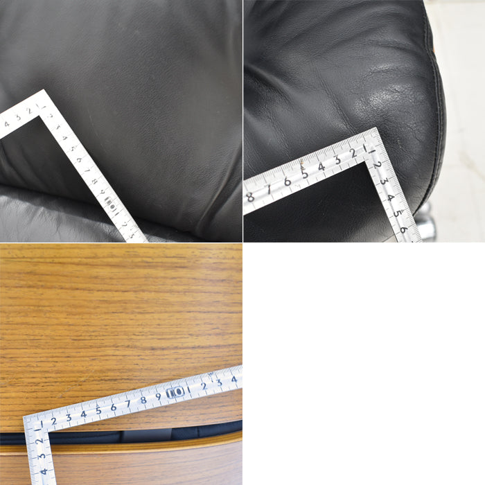 【中古】ジロフレックス パサール ハイバック 固定肘 プライウッド 革張り ブラック 2024072302【中古オフィス家具】