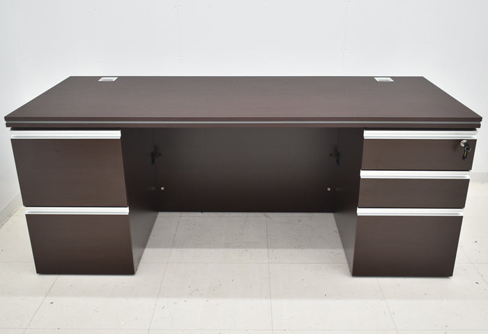 【中古】井上金庫 MMD スマートマネージメント 両袖デスク ダークブラウン W1800 2024072601【中古オフィス家具】