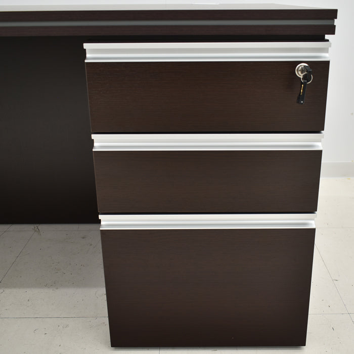 【中古】井上金庫 MMD スマートマネージメント 両袖デスク ダークブラウン W1800 2024072601【中古オフィス家具】