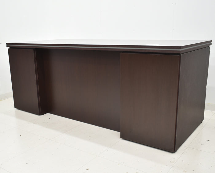 【中古】井上金庫 MMD スマートマネージメント 両袖デスク ダークブラウン W1800 2024072601【中古オフィス家具】