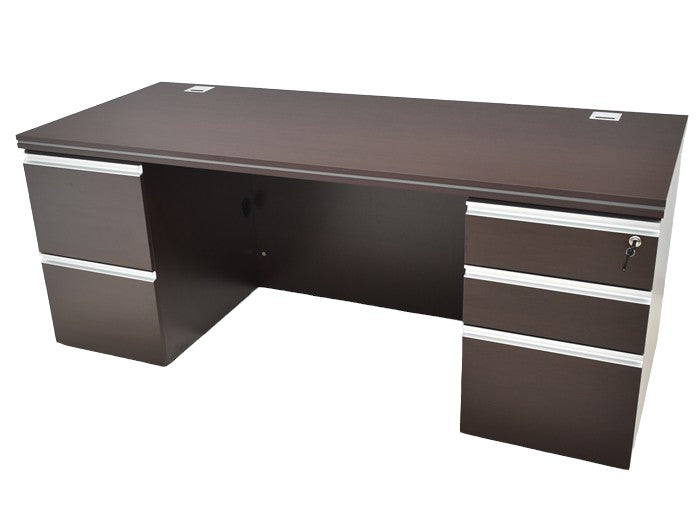 【中古】井上金庫 MMD スマートマネージメント 両袖デスク ダークブラウン W1800 2024072601【中古オフィス家具】