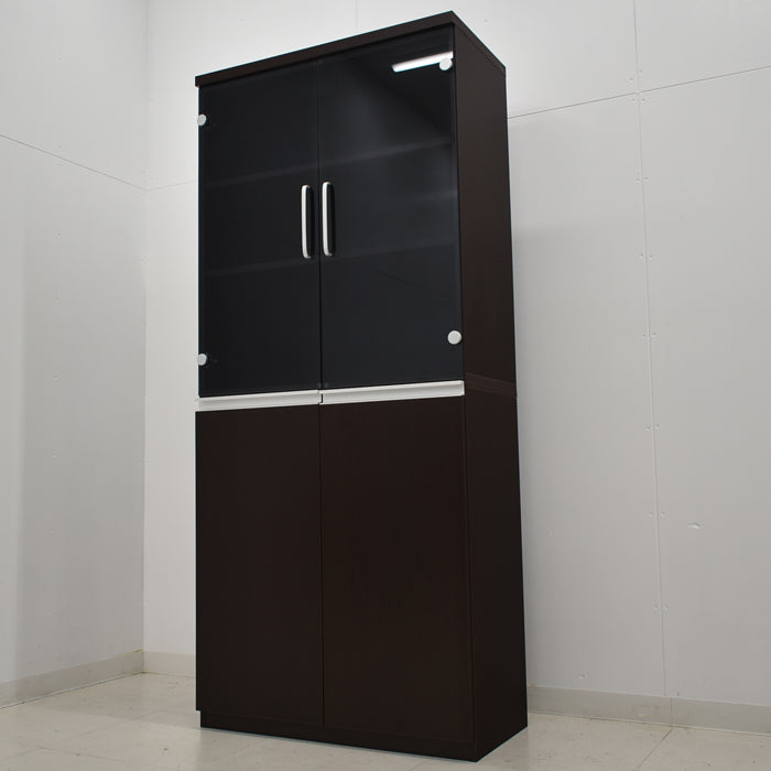 【中古】井上金庫 MMD 役員用ガラス書庫 ダークブラウン H1830 2024072602【中古オフィス家具】