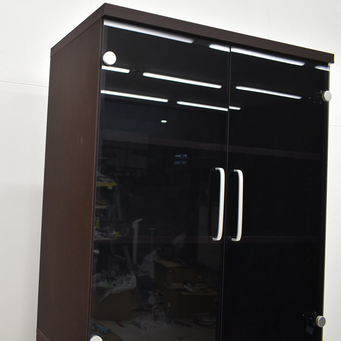 【中古】井上金庫 MMD 役員用ガラス書庫 ダークブラウン H1830 2024072602【中古オフィス家具】