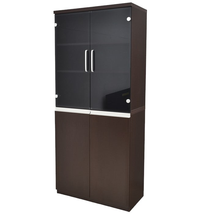 【中古】井上金庫 MMD 役員用ガラス書庫 ダークブラウン H1830 2024072602【中古オフィス家具】
