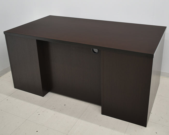 【中古】イトーキ X09シリーズ 役員用両袖机 オークダークブラウン W1600 2024072901【中古オフィス家具】