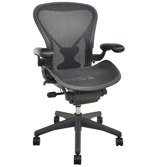 【中古】ハーマンミラー アーロンチェア Bサイズ フル装備 ポスチャーフィット 肘レバータイプ 2024082302【中古オフィス家具】